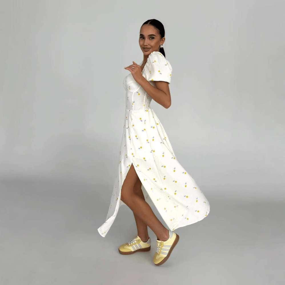 【2025春夏新作】小花柄パフスリーブコルセット風ロングワンピース - select store mirror me【2025春夏新作】小花柄パフスリーブコルセット風ロングワンピースselect store mirror meselect store mirror meS