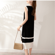 【2025春夏新作】ノースリーブ配色ニットワンピース - select store mirror me【2025春夏新作】ノースリーブ配色ニットワンピースselect store mirror meselect store mirror meブラックS