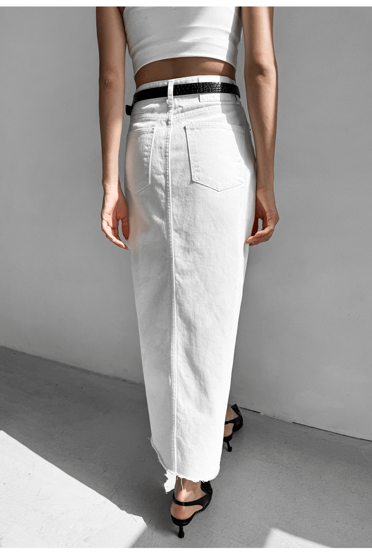 【2025春夏新作】フロントスリットロングデニムスカート - select store mirror me【2025春夏新作】フロントスリットロングデニムスカートselect store mirror meselect store mirror meS