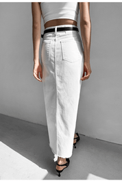 【2025春夏新作】フロントスリットロングデニムスカート - select store mirror me【2025春夏新作】フロントスリットロングデニムスカートselect store mirror meselect store mirror meS