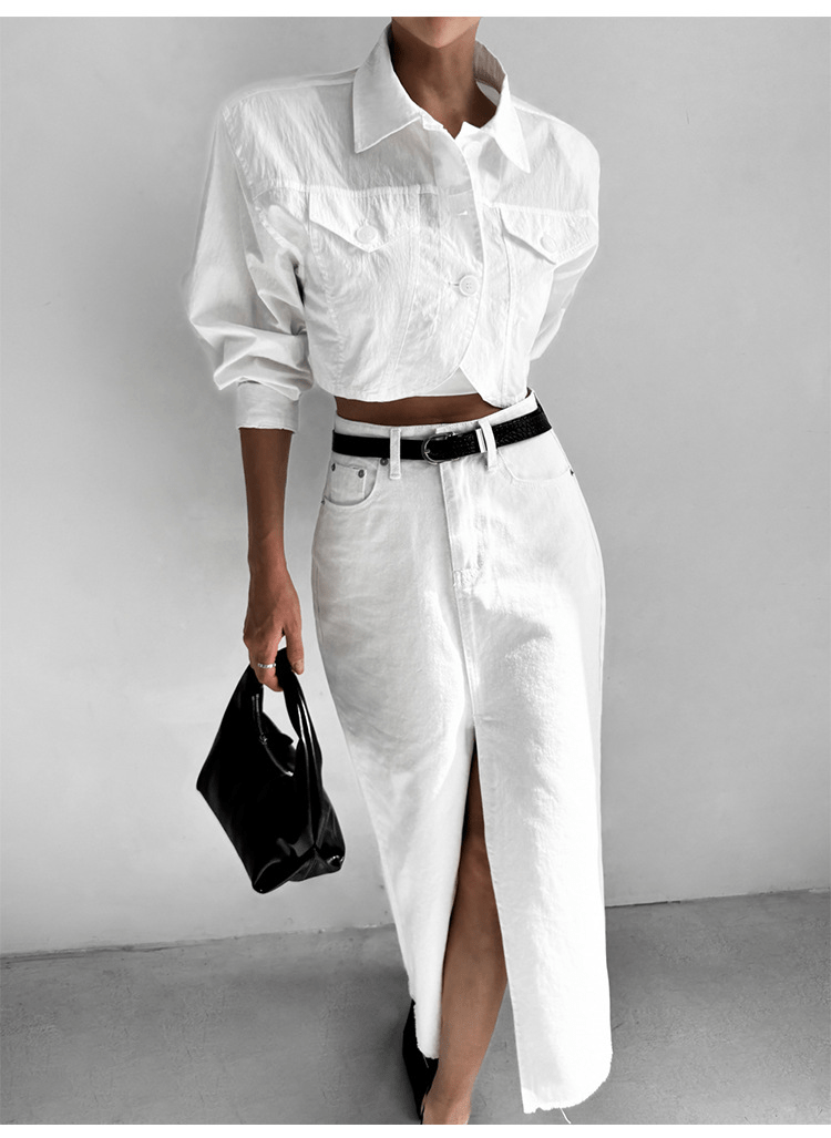 【2025春夏新作】フロントスリットロングデニムスカート - select store mirror me【2025春夏新作】フロントスリットロングデニムスカートselect store mirror meselect store mirror meS