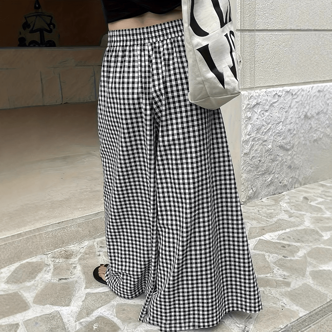 【2025春夏新作】モノクロギンガムチェックワイドパンツ - select store mirror me【2025春夏新作】モノクロギンガムチェックワイドパンツselect store mirror meselect store mirror meS