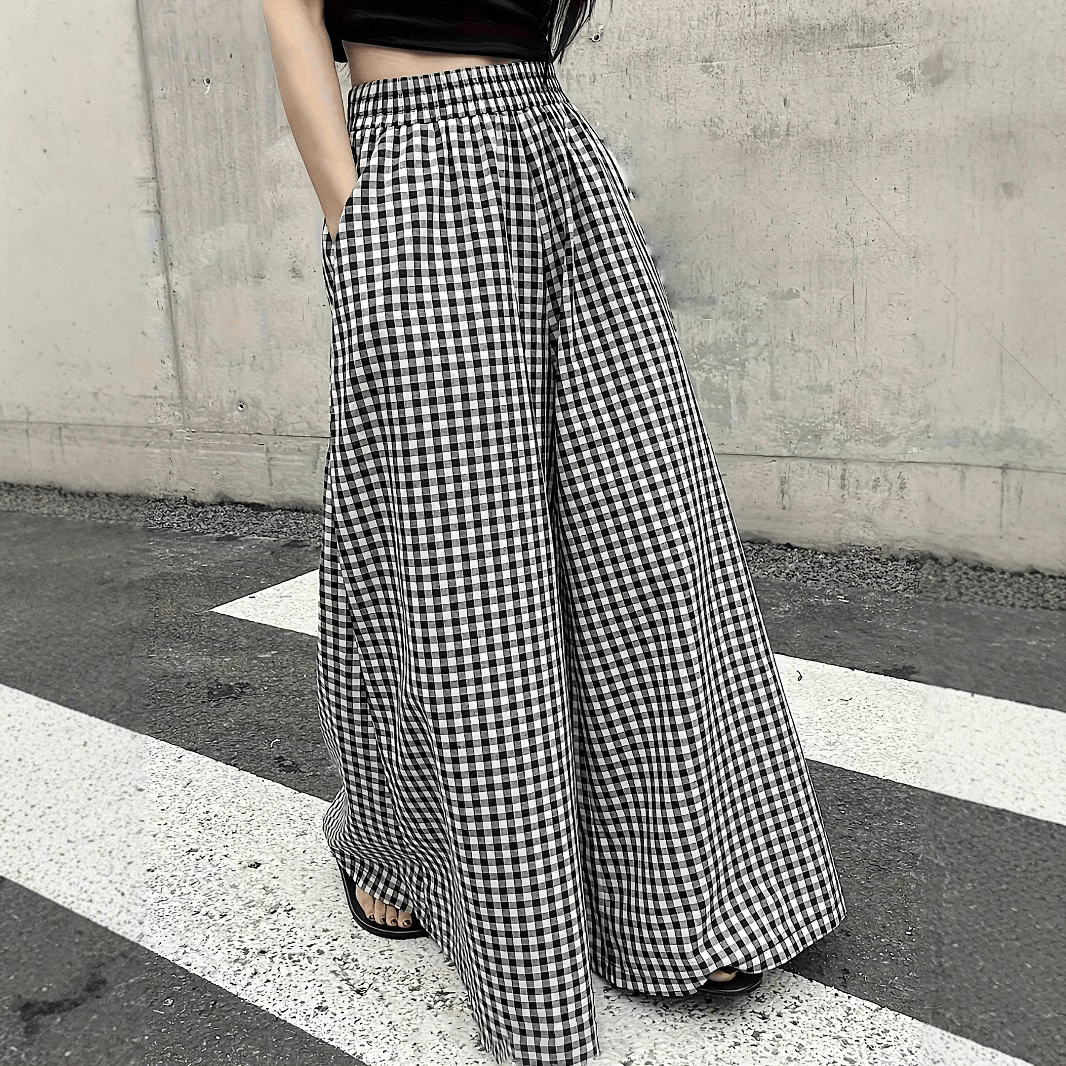 【2025春夏新作】モノクロギンガムチェックワイドパンツ - select store mirror me【2025春夏新作】モノクロギンガムチェックワイドパンツselect store mirror meselect store mirror meS