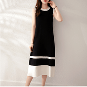 【2025春夏新作】ノースリーブ配色ニットワンピース - select store mirror me【2025春夏新作】ノースリーブ配色ニットワンピースselect store mirror meselect store mirror meブラックS