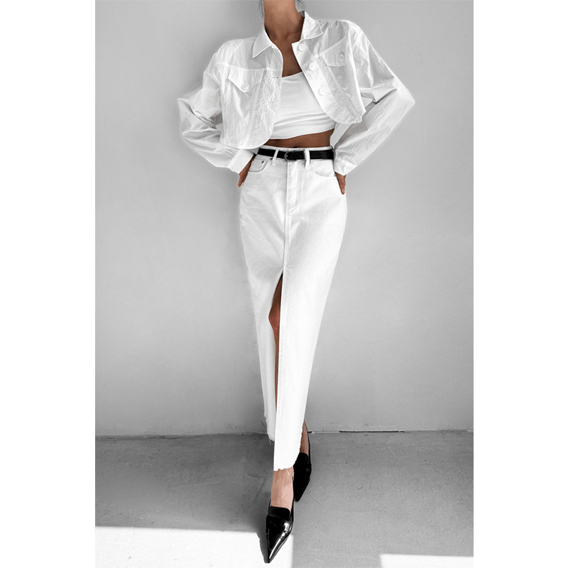 【2025春夏新作】フロントスリットロングデニムスカート - select store mirror me【2025春夏新作】フロントスリットロングデニムスカートselect store mirror meselect store mirror meS