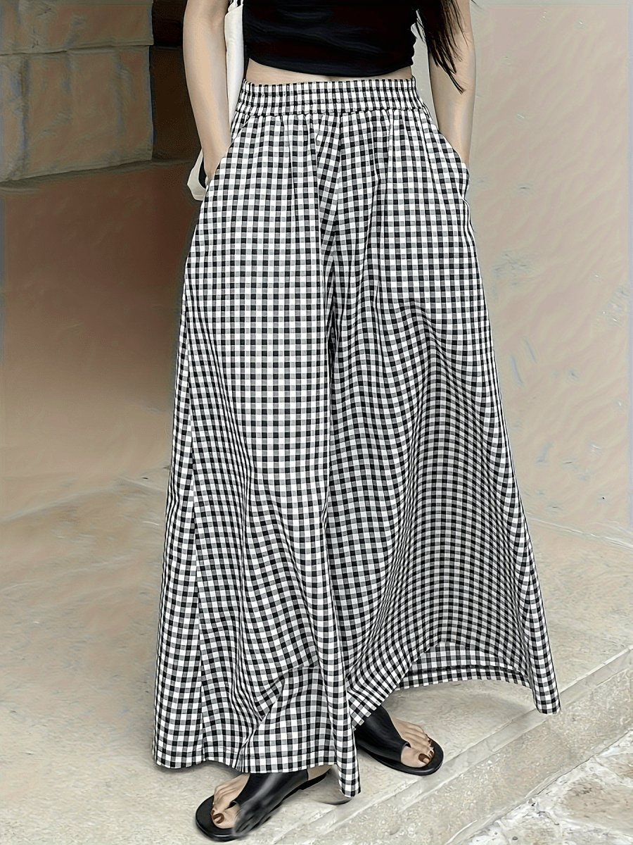 【2025春夏新作】モノクロギンガムチェックワイドパンツ - select store mirror me【2025春夏新作】モノクロギンガムチェックワイドパンツselect store mirror meselect store mirror meS