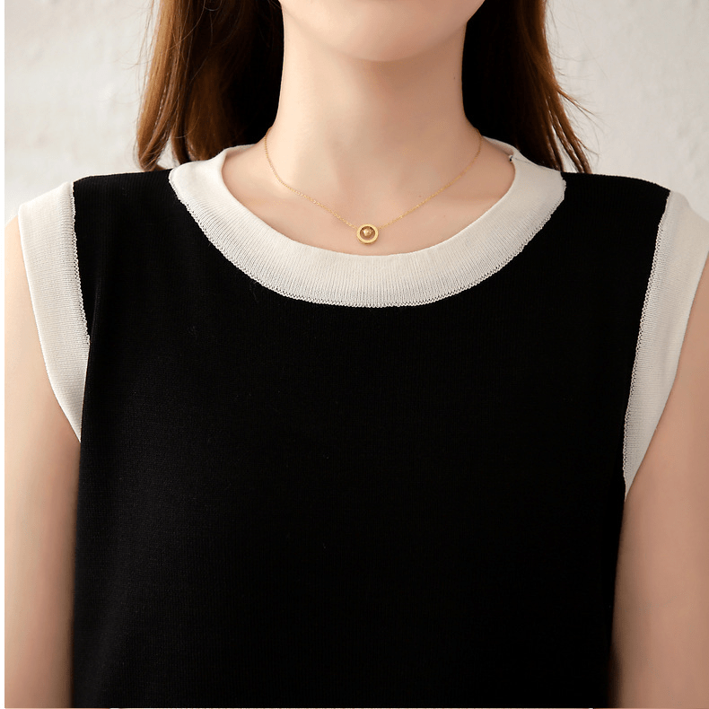 【2025春夏新作】ノースリーブ配色ニットワンピース - select store mirror me【2025春夏新作】ノースリーブ配色ニットワンピースselect store mirror meselect store mirror meブラックS