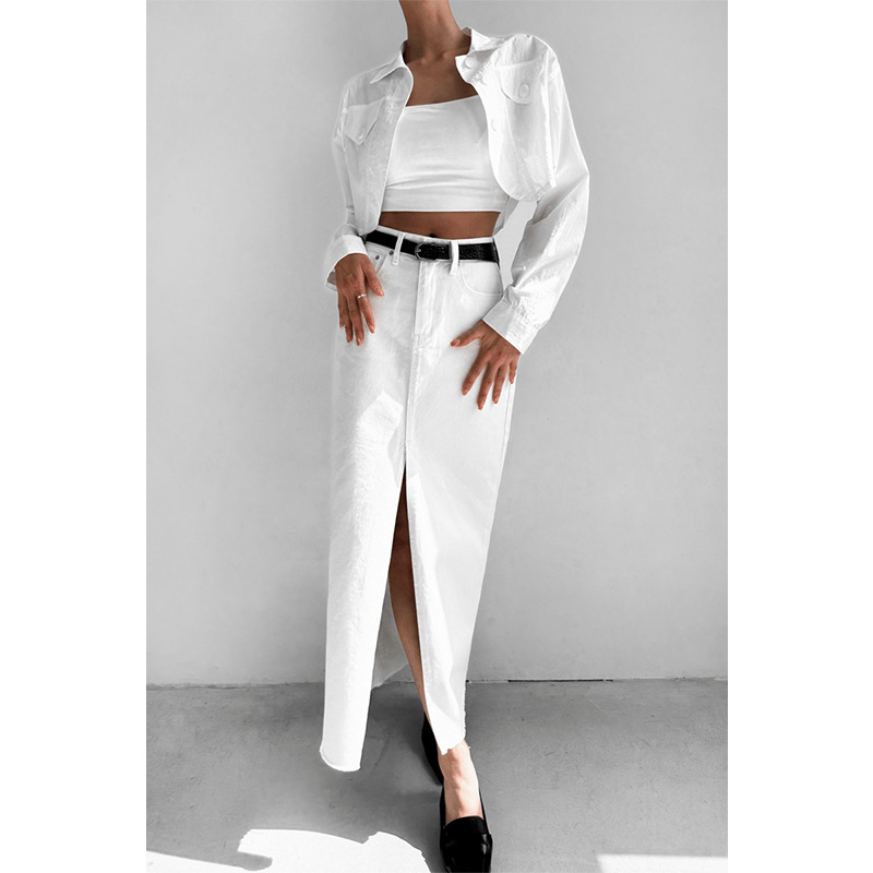 【2025春夏新作】フロントスリットロングデニムスカート - select store mirror me【2025春夏新作】フロントスリットロングデニムスカートselect store mirror meselect store mirror meS