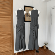 【2025春夏新作】ハイネックウエストノットワンピース - select store mirror me【2025春夏新作】ハイネックウエストノットワンピースselect store mirror meselect store mirror meダークグレーS