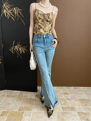 【2025春夏新作】フロントスリットフレアデニムパンツ - select store mirror me【2025春夏新作】フロントスリットフレアデニムパンツselect store mirror meselect store mirror meライトブルーS