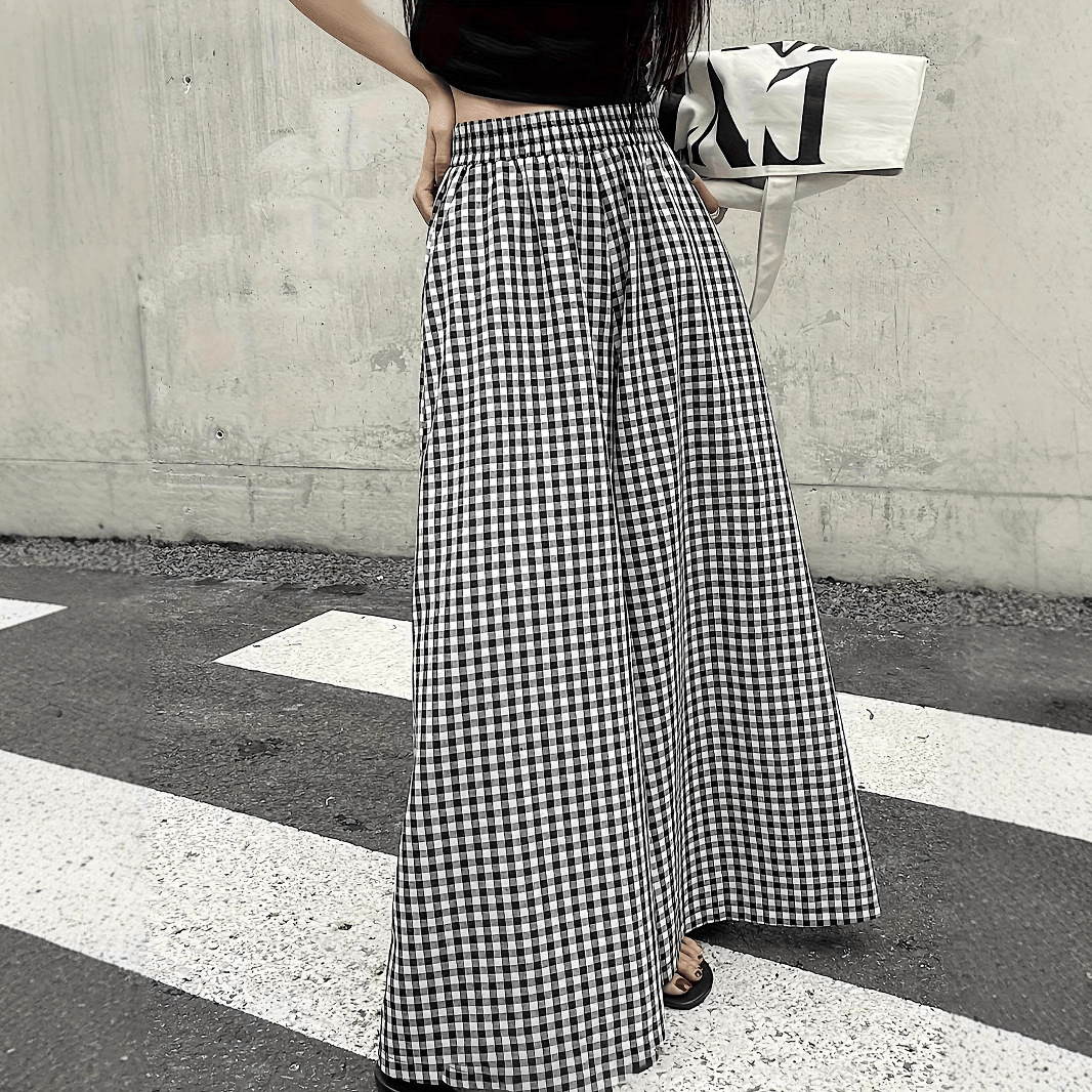 【2025春夏新作】モノクロギンガムチェックワイドパンツ - select store mirror me【2025春夏新作】モノクロギンガムチェックワイドパンツselect store mirror meselect store mirror meS