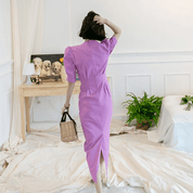 【2025春夏新作】Vネックパフスリーブタイトワンピース - select store mirror me【2025春夏新作】Vネックパフスリーブタイトワンピースselect store mirror meselect store mirror meS