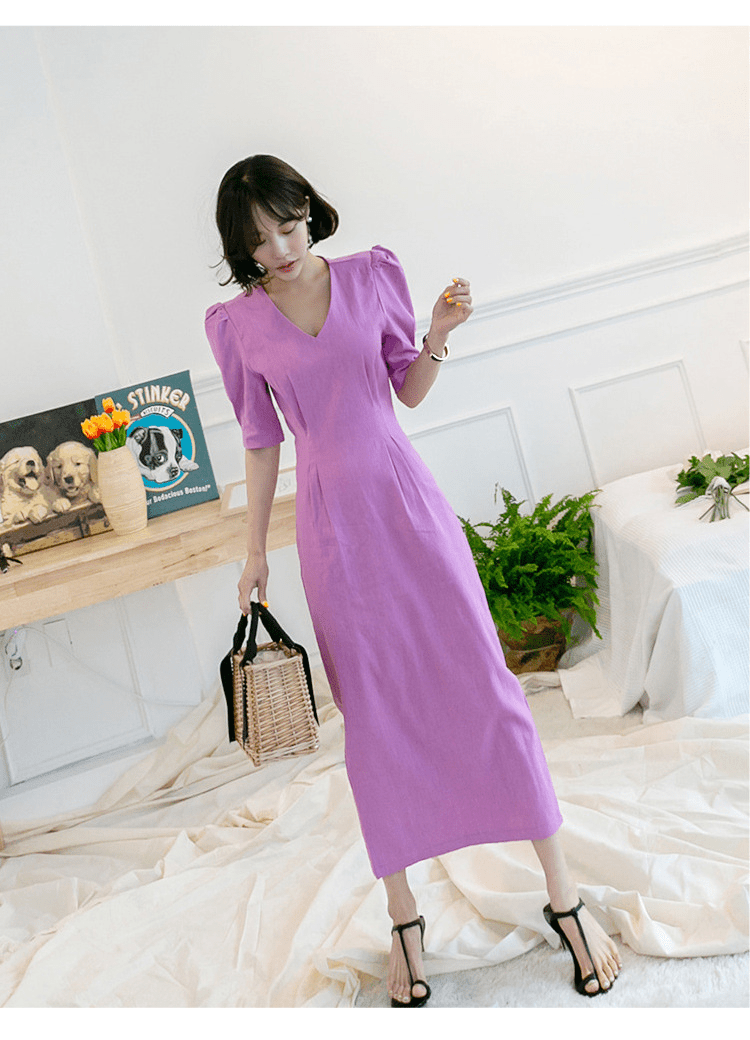 【2025春夏新作】Vネックパフスリーブタイトワンピース - select store mirror me【2025春夏新作】Vネックパフスリーブタイトワンピースselect store mirror meselect store mirror meS