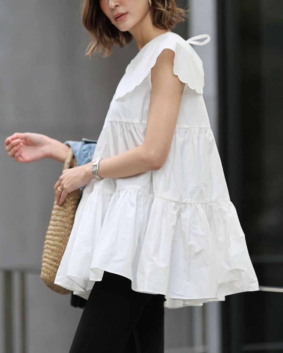 【動画あり】スカラップ襟フリルホワイトトップス - select store mirror me【動画あり】スカラップ襟フリルホワイトトップス203503375mirror meselect store mirror me203503375S