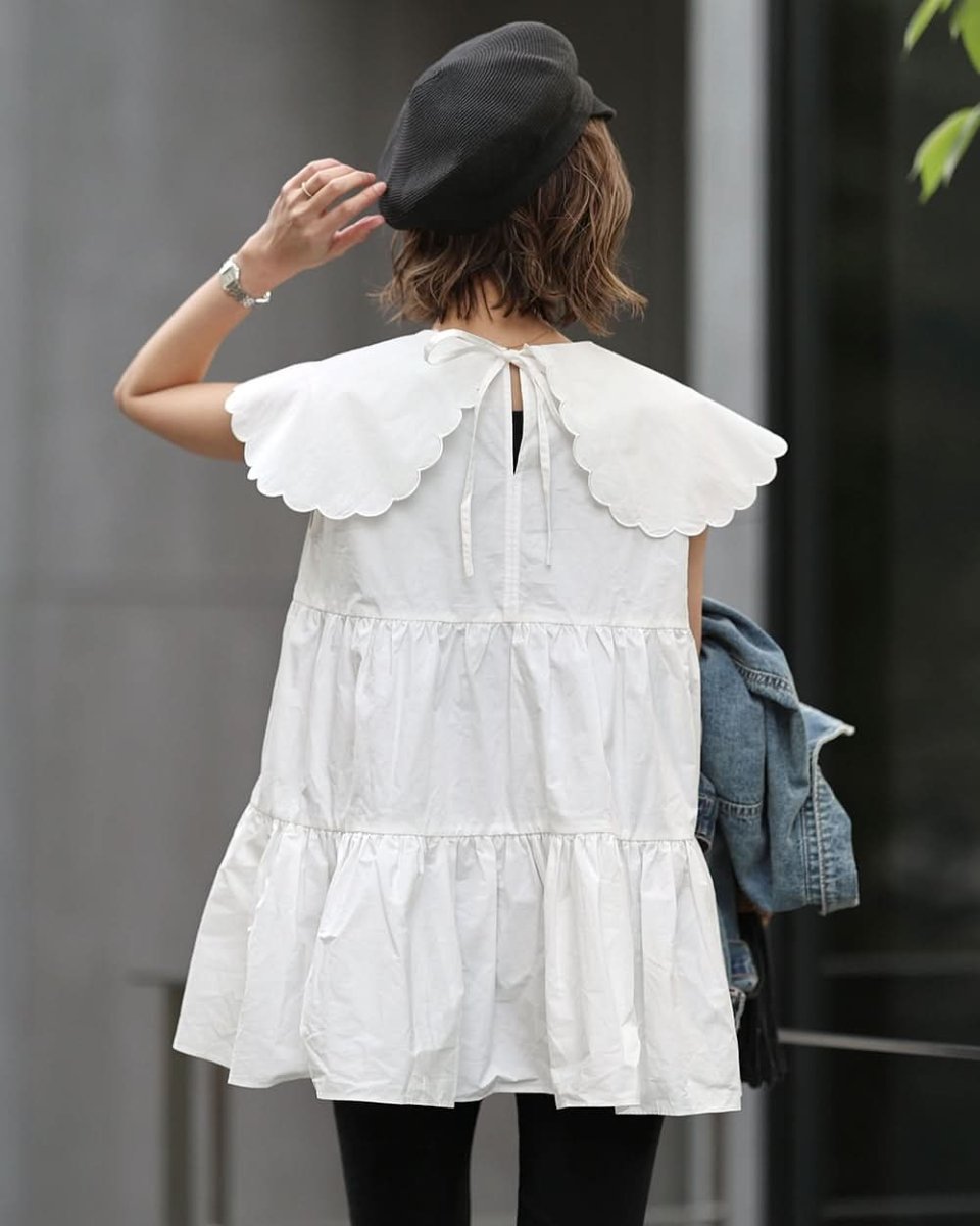 【動画あり】スカラップ襟フリルホワイトトップス - select store mirror me【動画あり】スカラップ襟フリルホワイトトップス203503375mirror meselect store mirror me203503375S