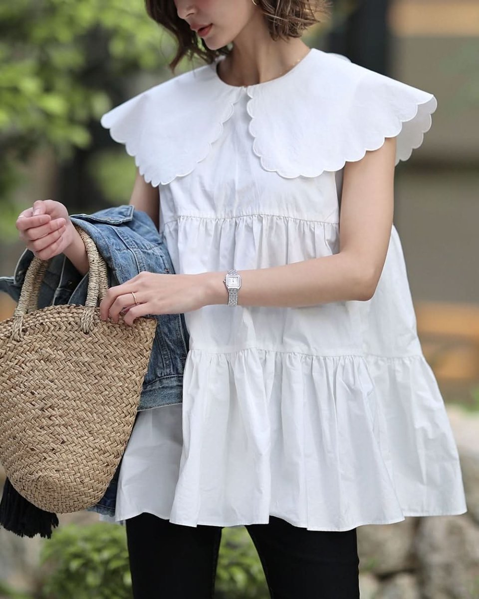 【動画あり】スカラップ襟フリルホワイトトップス - select store mirror me【動画あり】スカラップ襟フリルホワイトトップス203503375mirror meselect store mirror me203503375S