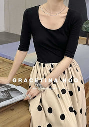 【動画あり】ドット柄切り替えベージュワンピース - select store mirror me【動画あり】ドット柄切り替えベージュワンピース204007419mirror meselect store mirror me204007419S