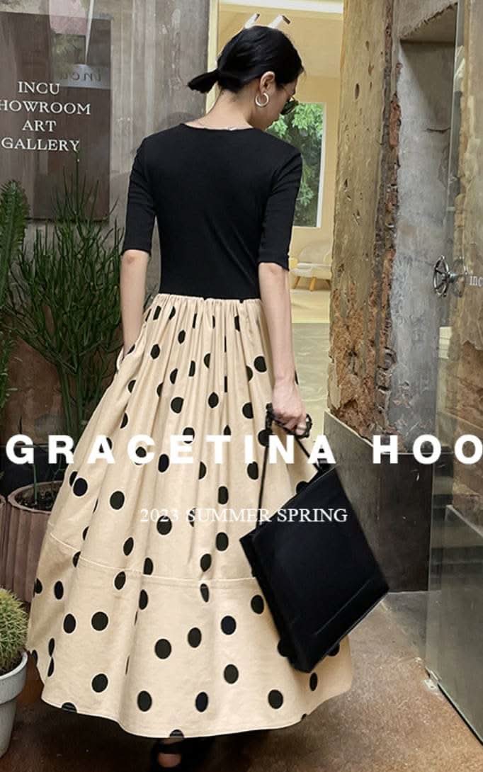 【動画あり】ドット柄切り替えベージュワンピース - select store mirror me【動画あり】ドット柄切り替えベージュワンピース204007419mirror meselect store mirror me204007419S