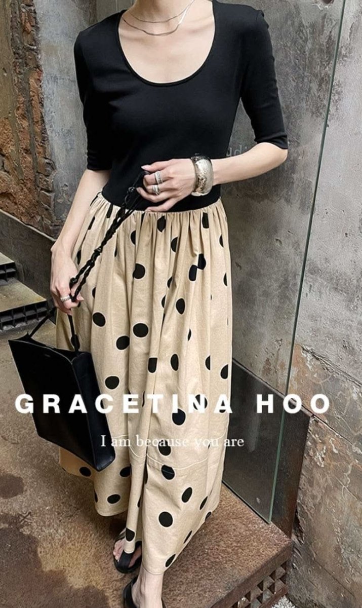 【動画あり】ドット柄切り替えベージュワンピース - select store mirror me【動画あり】ドット柄切り替えベージュワンピース204007419mirror meselect store mirror me204007419S