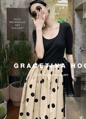 【動画あり】ドット柄切り替えベージュワンピース - select store mirror me【動画あり】ドット柄切り替えベージュワンピース204007419mirror meselect store mirror me204007419S