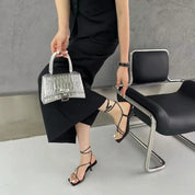 スクエアトゥハイヒールサンダル mirror me
