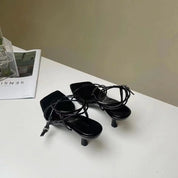 スクエアトゥハイヒールサンダル mirror me