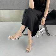 スクエアトゥハイヒールサンダル mirror me