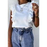 【新作】フリルノースリーブトップス mirror me