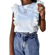 【新作】フリルノースリーブトップス mirror me