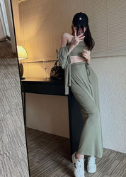 ホルターネックスリットスカート3点セット 2色展開 - select store mirror meホルターネックスリットスカート3点セット 2色展開190129793mirror meselect store mirror me190129793カーキS