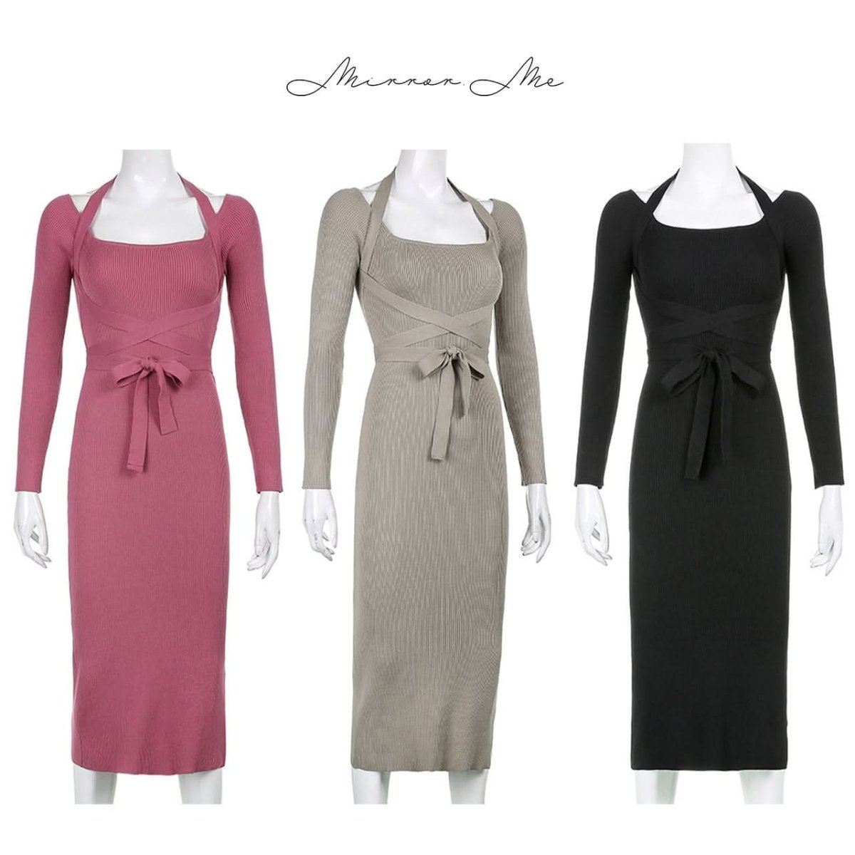 ウエストクロスリボンタイトニットワンピース 3色展開 - select store mirror meウエストクロスリボンタイトニットワンピース 3色展開107391944mirror meselect store mirror me107391944グレージュ S