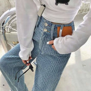 デザインワッフル生地ワイドレッグハイウエストパンツ 3色展開 - select store mirror meデザインワッフル生地ワイドレッグハイウエストパンツ 3色展開125217964mirror meselect store mirror me125217964ライトブルー S