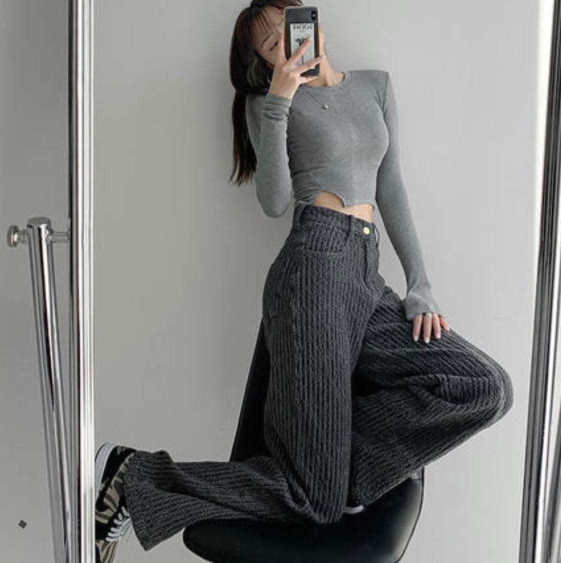 デザインワッフル生地ワイドレッグハイウエストパンツ 3色展開 - select store mirror meデザインワッフル生地ワイドレッグハイウエストパンツ 3色展開125217964mirror meselect store mirror me125217964ライトブルー S