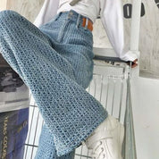 デザインワッフル生地ワイドレッグハイウエストパンツ 3色展開 - select store mirror meデザインワッフル生地ワイドレッグハイウエストパンツ 3色展開125217964mirror meselect store mirror me125217964ライトブルー S