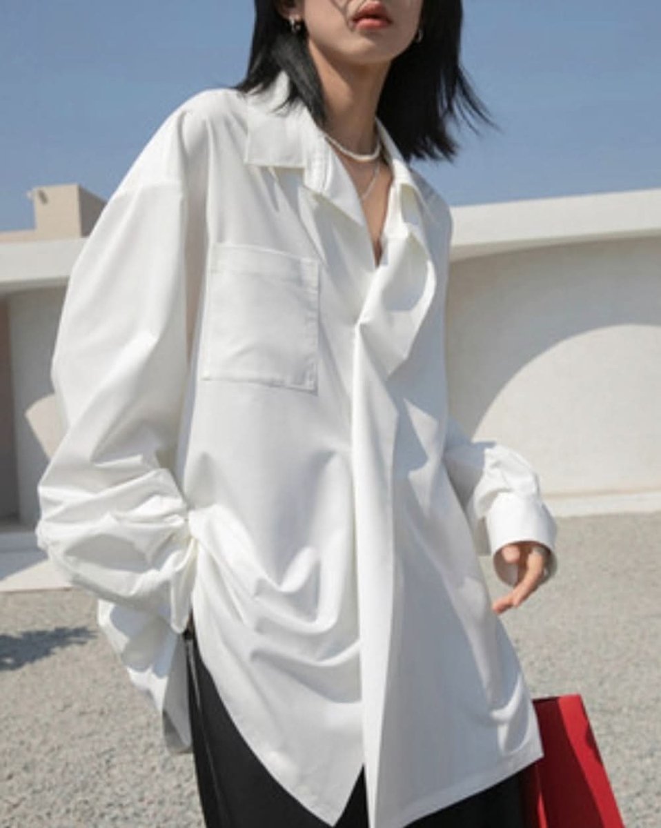 アシンメトリーデザインボタンオーバーシャツ 3色展開 - select store mirror meアシンメトリーデザインボタンオーバーシャツ 3色展開156165815mirror meselect store mirror me156165815ホワイト S