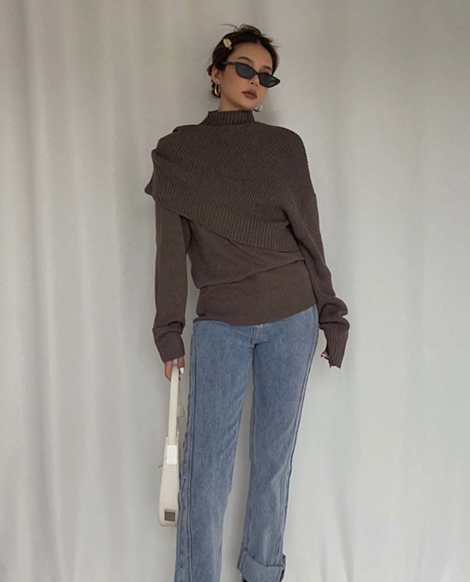 アシンメトリーユニークデザインニット 3色展開 - select store mirror meアシンメトリーユニークデザインニット 3色展開160869700mirror meselect store mirror me160869700ブラウン