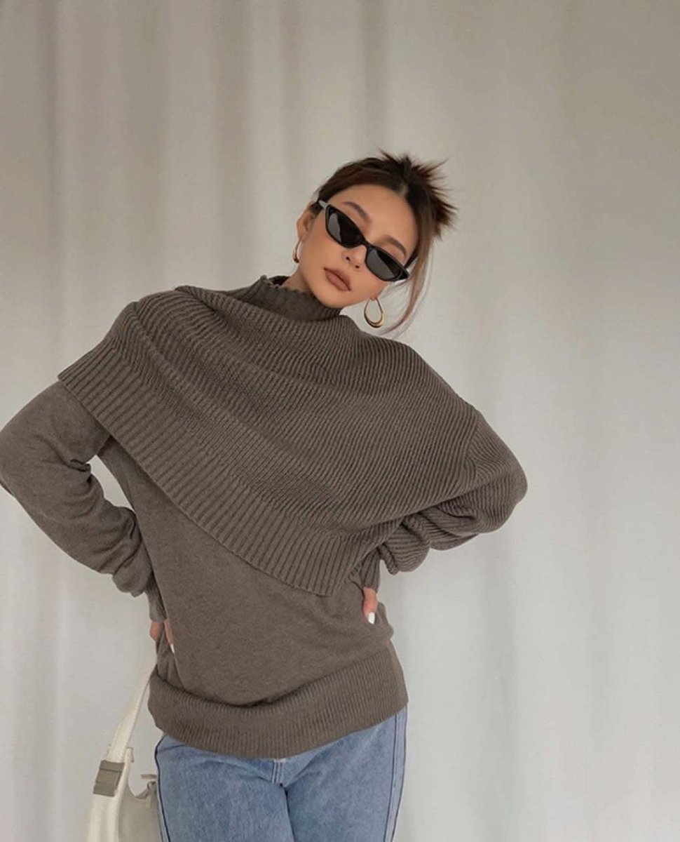 アシンメトリーユニークデザインニット 3色展開 - select store mirror meアシンメトリーユニークデザインニット 3色展開160869700mirror meselect store mirror me160869700ブラウン