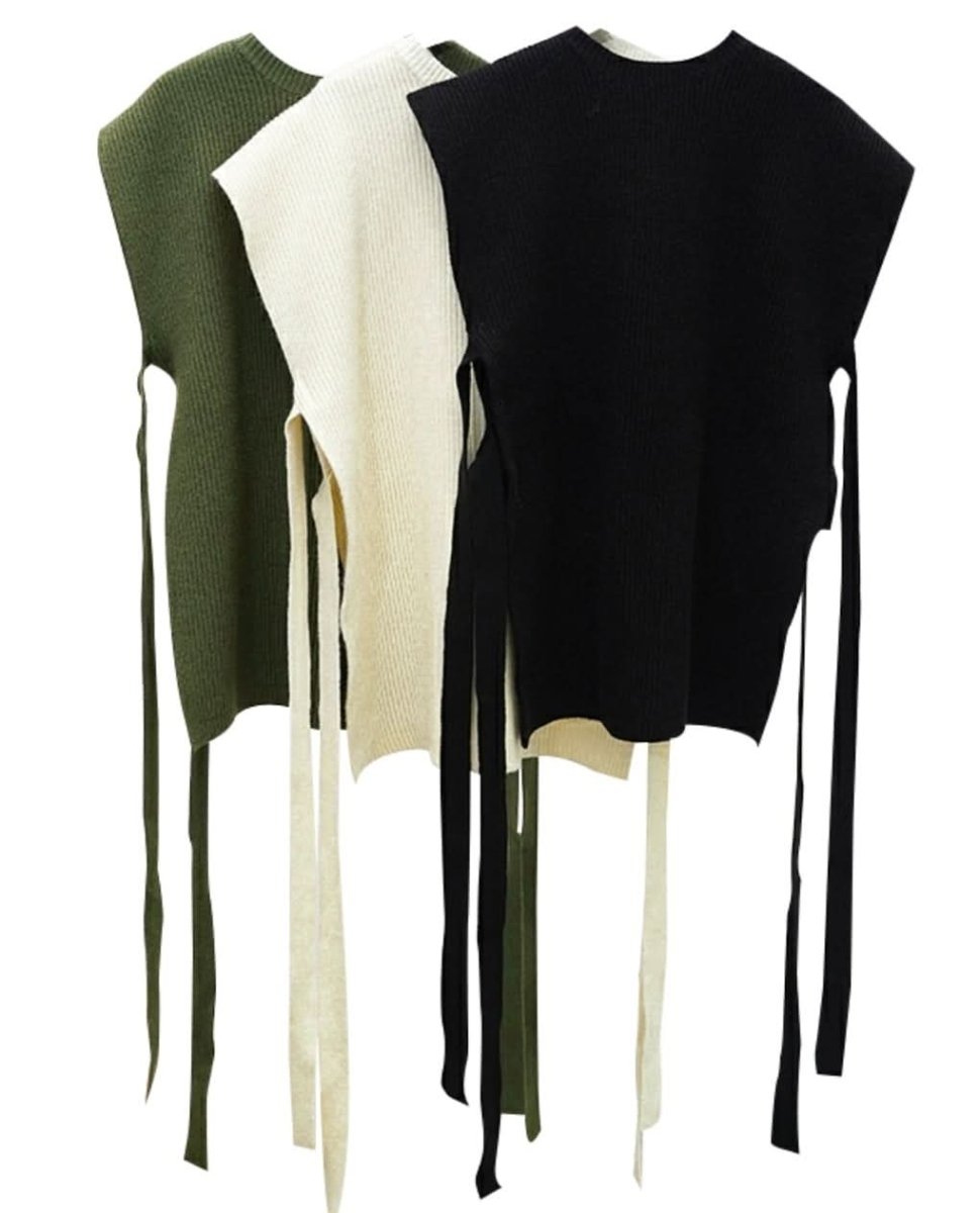 サイドロングリボンワイドニットベスト 3色展開 - select store mirror meサイドロングリボンワイドニットベスト 3色展開163197533mirror meselect store mirror me163197533ホワイト