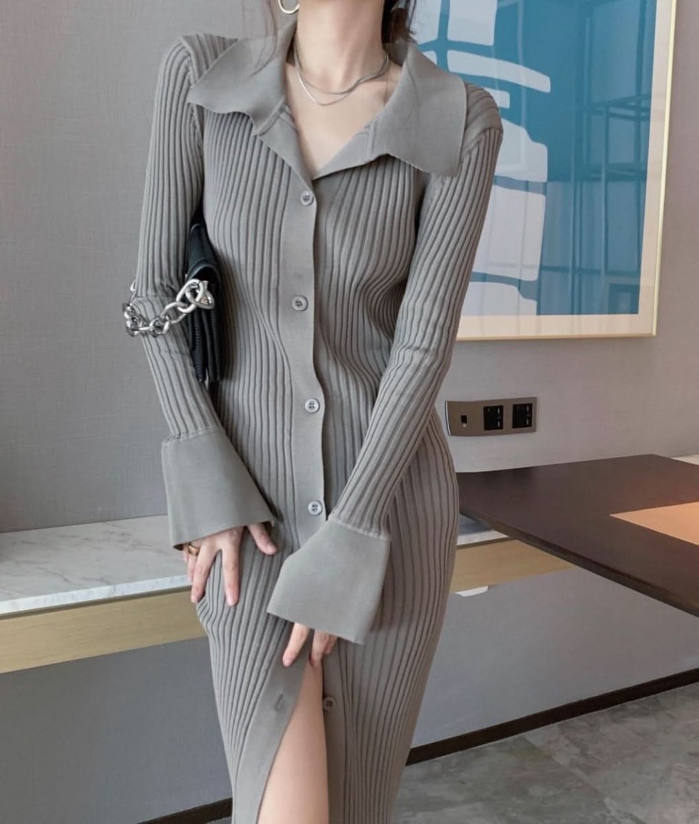 <インスタグラマー様ご愛用>襟付き袖フレア切り替えリブニットワンピース 3色展開 - select store mirror me<インスタグラマー様ご愛用>襟付き袖フレア切り替えリブニットワンピース 3色展開164237672mirror meselect store mirror me164237672マスタード S