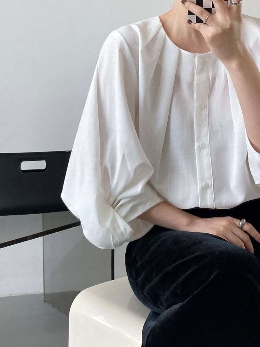 【動画あり】ラウンドネックランタンスリーブブラウス 3色展開 - select store mirror me【動画あり】ラウンドネックランタンスリーブブラウス 3色展開189782159mirror meselect store mirror me189782159ホワイトS