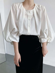 【動画あり】ラウンドネックランタンスリーブブラウス 3色展開 - select store mirror me【動画あり】ラウンドネックランタンスリーブブラウス 3色展開189782159mirror meselect store mirror me189782159ホワイトS