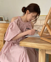 【大人気】ホルターネックカットスリーブマキシワンピース 3色展開 - select store mirror me【大人気】ホルターネックカットスリーブマキシワンピース 3色展開203424024mirror meselect store mirror me203424024ピンクS