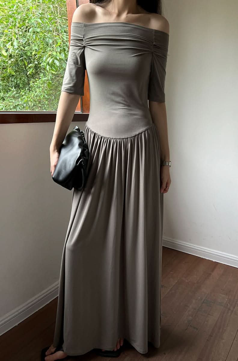 オフショルダーロング切り替えワンピース 3色展開 - select store mirror meオフショルダーロング切り替えワンピース 3色展開210118967mirror meselect store mirror me210118967ライトブルーS