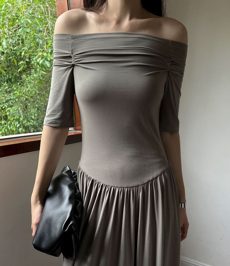 オフショルダーロング切り替えワンピース 3色展開 - select store mirror meオフショルダーロング切り替えワンピース 3色展開210118967mirror meselect store mirror me210118967ライトブルーS