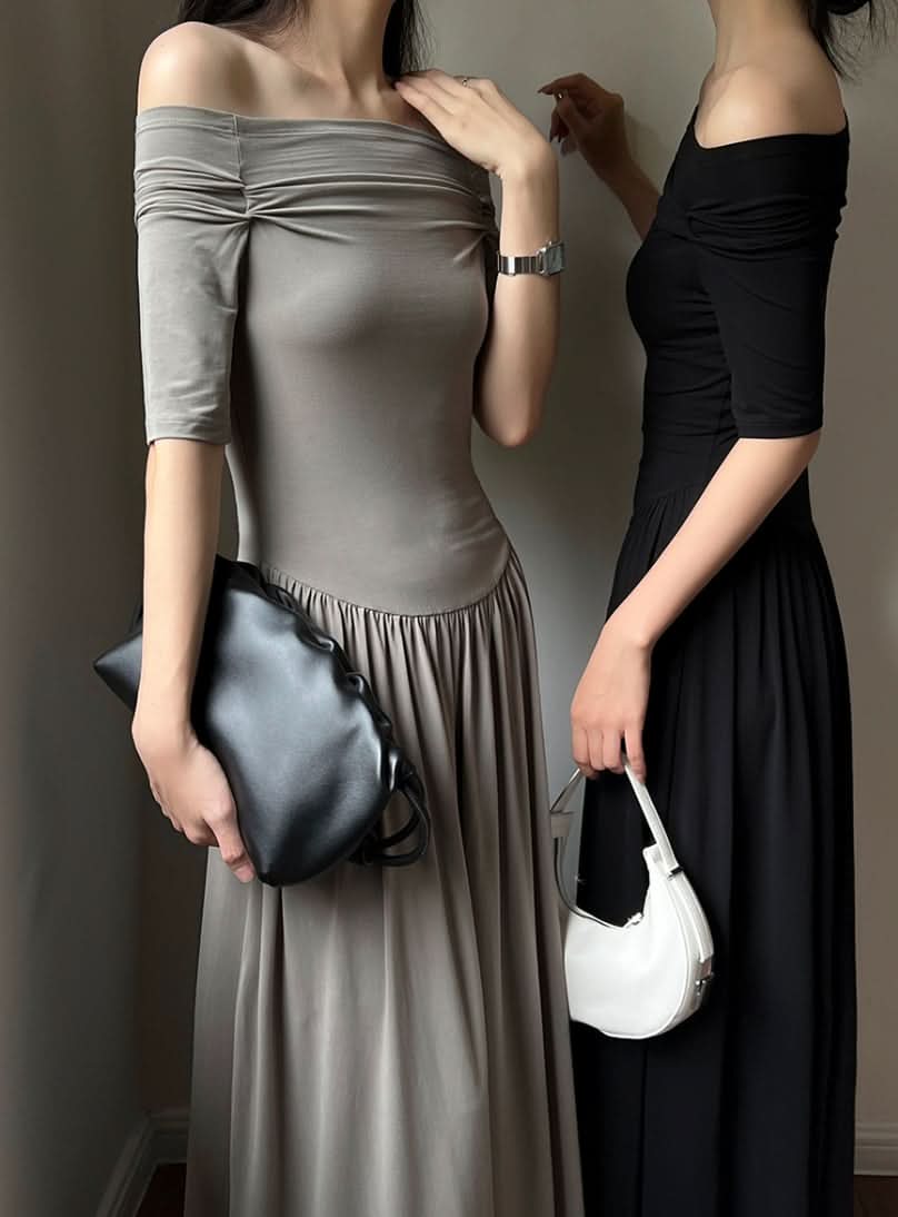 オフショルダーロング切り替えワンピース 3色展開 - select store mirror meオフショルダーロング切り替えワンピース 3色展開210118967mirror meselect store mirror me210118967ライトブルーS