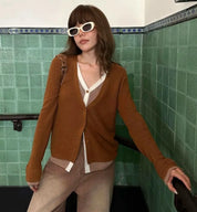 <インスタグラマー様ご愛用>【動画あり】重ね着風バイカラーカーディガン 3色展開 mirror me