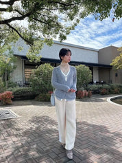 <インスタグラマー様ご愛用>【動画あり】重ね着風バイカラーカーディガン 3色展開 mirror me