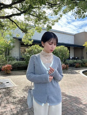 <インスタグラマー様ご愛用>【動画あり】重ね着風バイカラーカーディガン 3色展開 mirror me