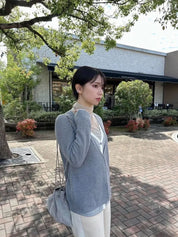 <インスタグラマー様ご愛用>【動画あり】重ね着風バイカラーカーディガン 3色展開 mirror me