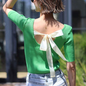 【動画あり】バックカラーリボン五分丈リブニット 4色展開 - select store mirror me【動画あり】バックカラーリボン五分丈リブニット 4色展開101996432mirror meselect store mirror me101996432ホワイト